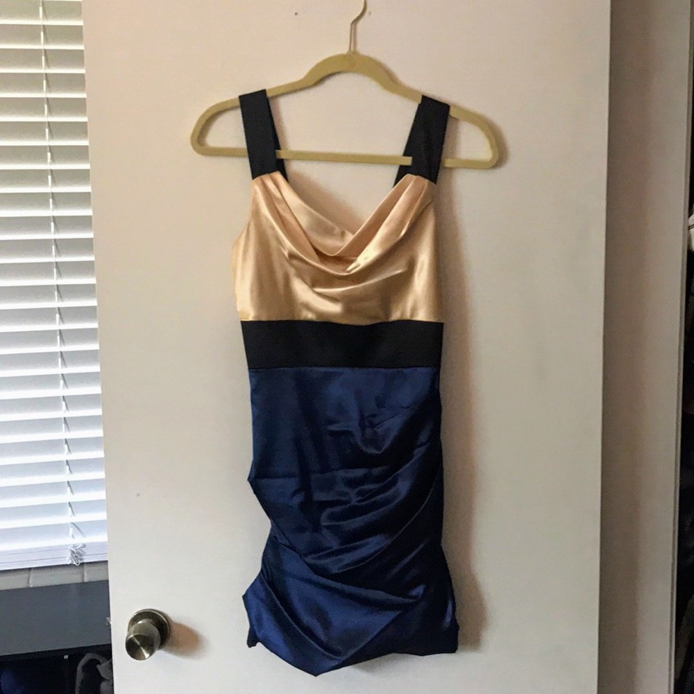 Blue and Gold Cocktail Dress